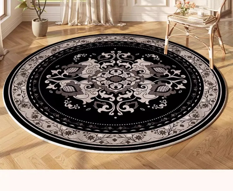 Retro Non Slip High End Carpet Living Room Round French Bedroom Bedside Non Slip Carpets Room Sofa Coffee Table Large Area Rug