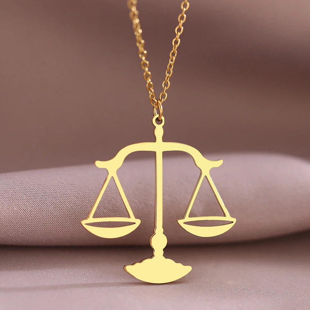 Stainless Steel Necklaces Mythology Libra Prayer Baptism Pendant Bohemian Choker Female Chain Necklace For Women Jewelry Gifts