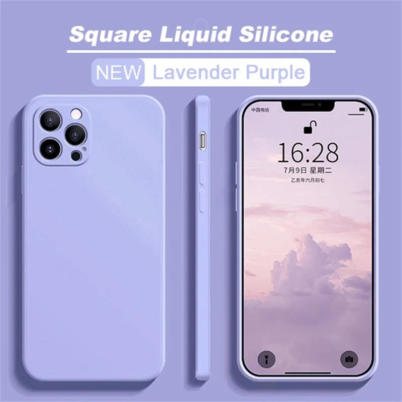 Luxury Liquid Silicone Shockproof Case for iPhone 11 12 13 14 15 Pro Max 7 8 14 15 Plus X XS XR Max Mini Back Soft Cover Funda