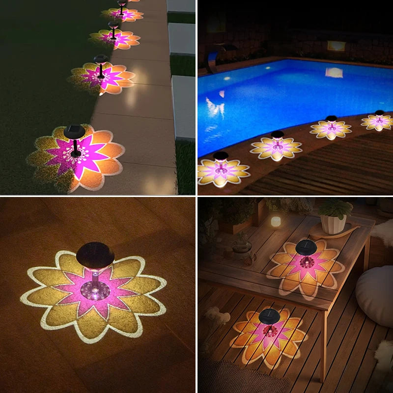 Solar Projection Lamp Desktop Lawn Lights Outdoor Waterproof Garden Courtyard Lamp Landscape Ground Insertion Light Garden Decor