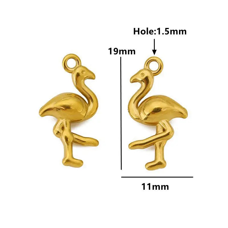 3pcs Stainless Steel Animals Pendant Owl Flamingo Giraffe Turtle Snake Charm for DIY Earring Necklace Jewelry Making Accessories