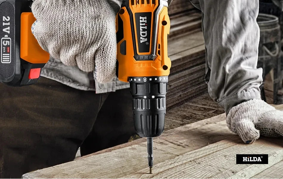 HILDA 12V 16.8V 21V Cordless Drill Electric Screwdriver Mini Wireless Power Driver DC Lithium-Ion Battery Power Tools