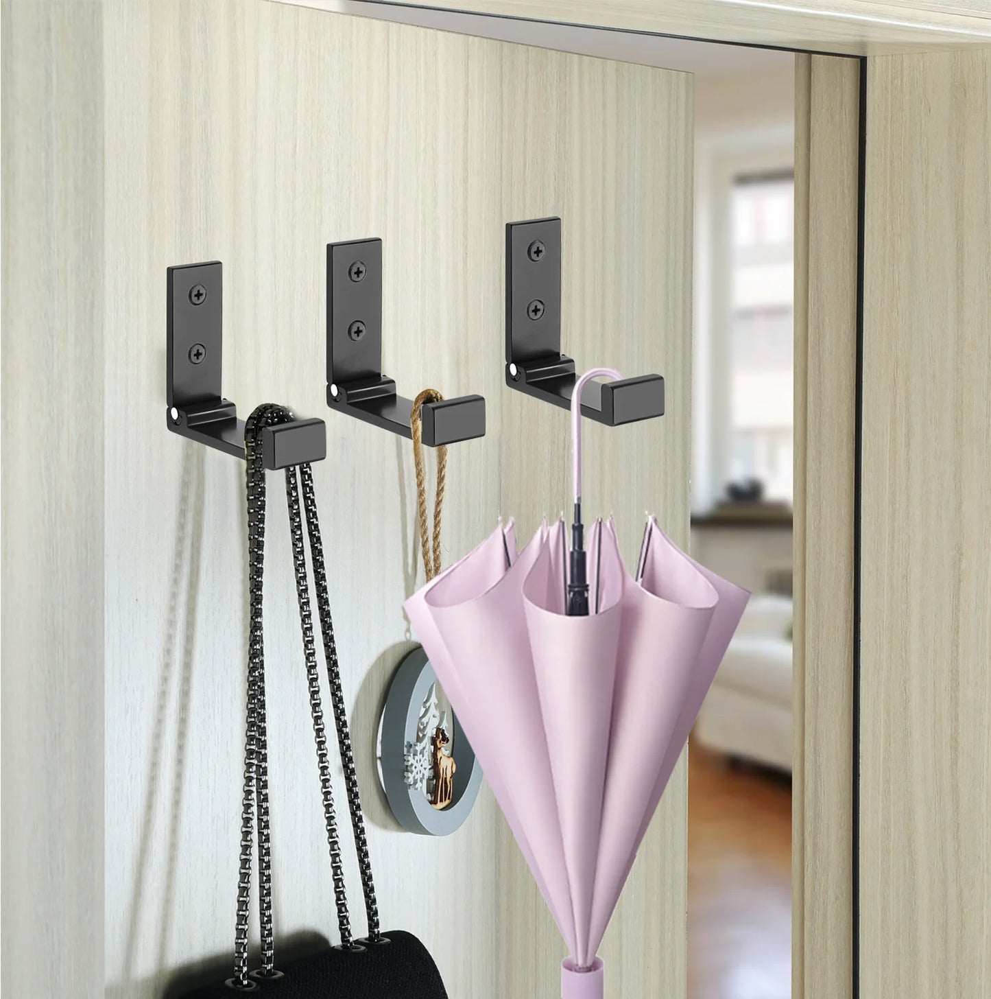 4/8Pcs Folding Wall Hook, Hidden Robe Towel Coat Hook stainless steel Hook for Home Kitchen Bathroom Matte Black Towel Hanger