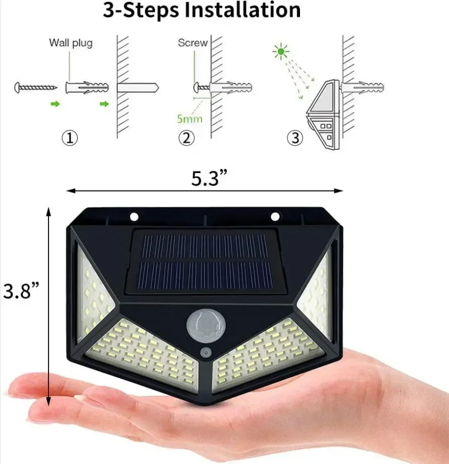 1/2/4PCS New Solar Lights Outdoor Wall Lamp PIR Motion Sensor 100LED Solar Powered Sunlight Street Light for Garden Courtyard