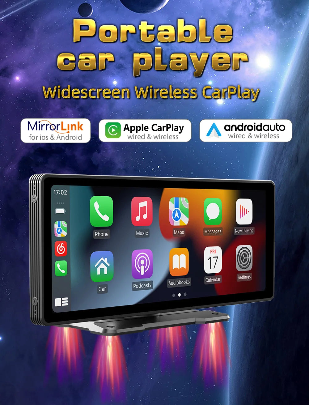 BQCC Universal 10.26” Screen Car Radio Multimedia WIFI Video Player Wireless Carplay Screen for Apple Or Android