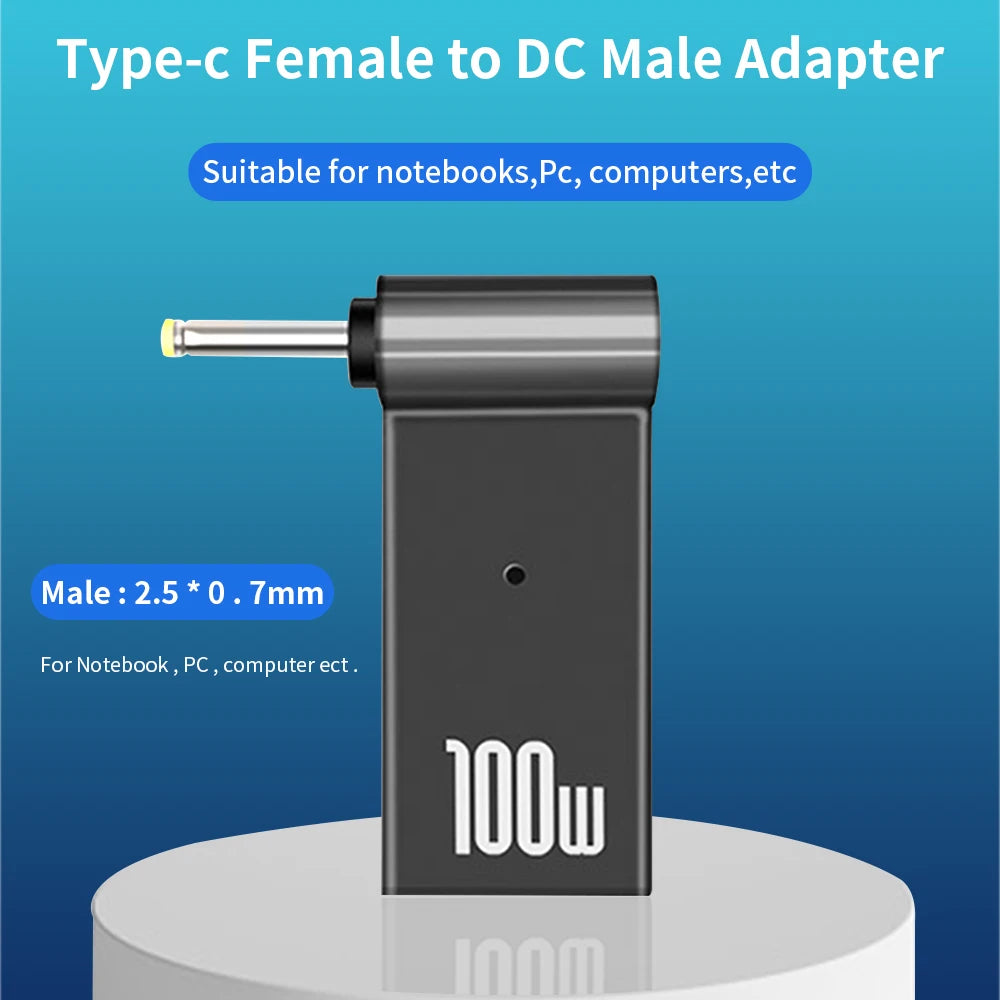 TISHRIC Laptop Power Charger Supply Connector Adapter PD 100W 5A  USB Type-C Female to DC Male For HP/Lenovo/DELL