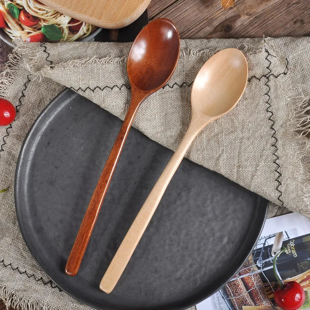 2pcs Wooden Spoon Tableware Kitchen Cooking Utensil Tools Soup Tea Spoon Catering Cooking Tool Coffee Soup Teaspoon Honey Spoon