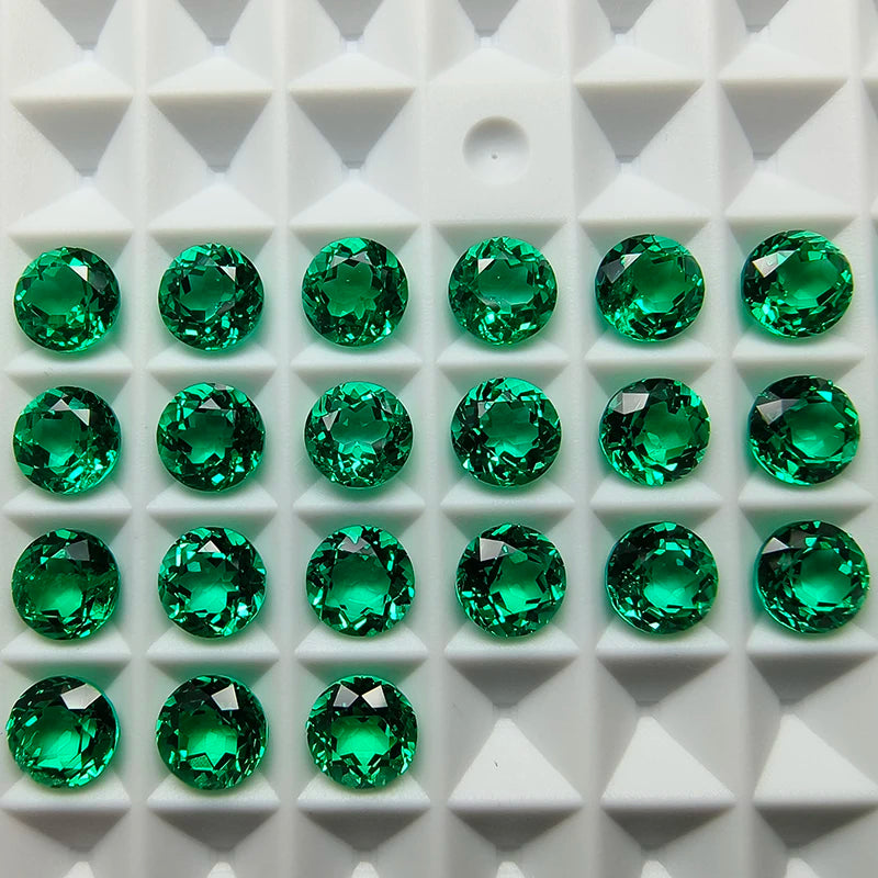 Top Lab Grown Columbia Emerald Small Size Round Shape Hand Cut Natural Color Gemstone for DIY Charms Jewelry Making Materials