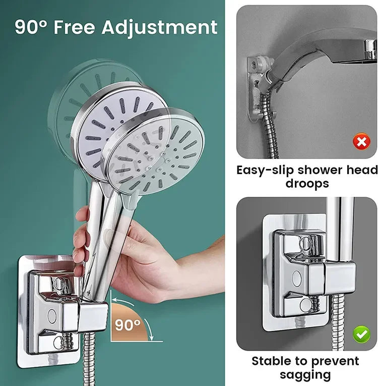 ABS Shower Head Holder Wall Mounted Shower Rack Self-adhesive Adjustable Rotatable Handheld Bracket Bathroom Accessories