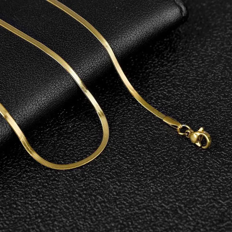 Stainless Steel Flat Necklace Waterproof Filmy Snake Chain For Men Women Various Length Choker Clavicle Necklace Jewelry Gift