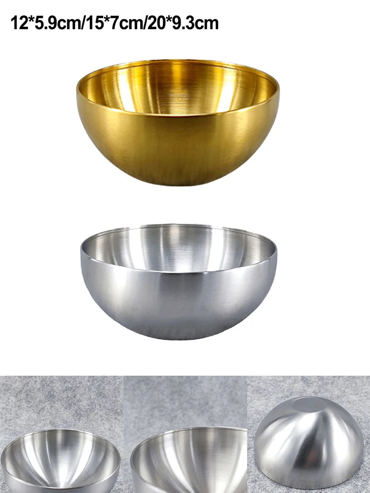 Gold Stainless Steel Fruit Salad Bowls Soup Rice Noodle Ramen Bowl Kitchen Tableware Food Container Mixing Bowls