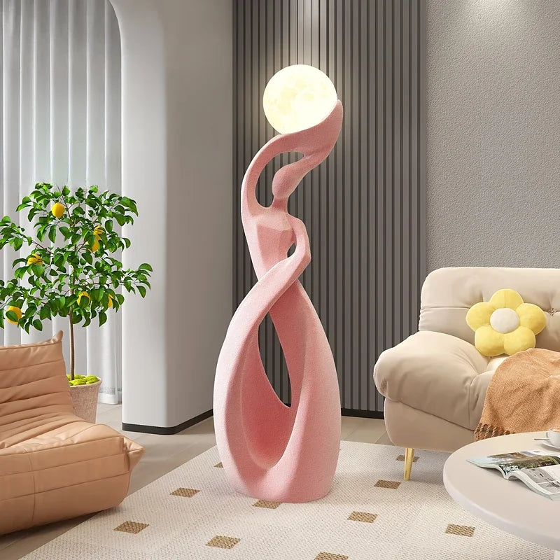 120CM Home Decor Maid Statue Abstract Art Ornaments Nordic Living Room Large Floor Luminous Sculpture Gift Interior Figurines