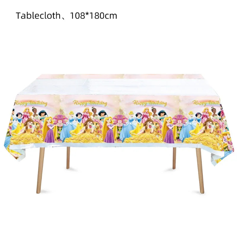 Disney Birthday Party New Table Cloth Princess Belle Snow White Tableware Paper Towels Decorative Party Supplies