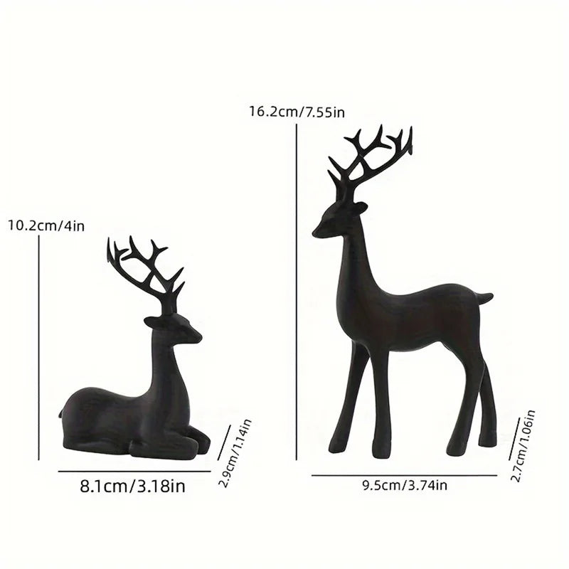 Christmas Decorate Modern Reindeer Figurines Matte Black Deer Statues Elk Sculpture Decorations for Living Room, Bedroom, Office