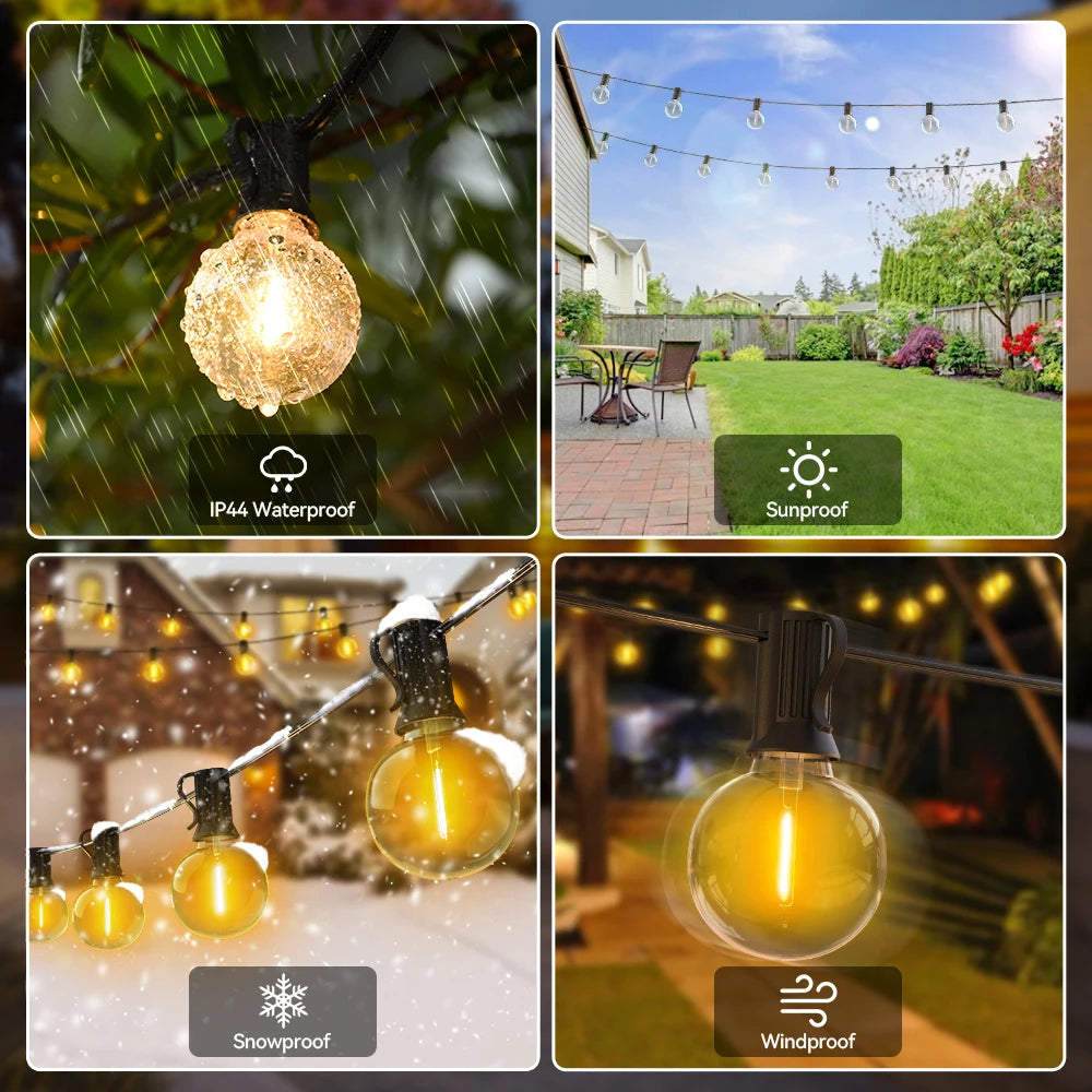 30M LED Fairy String Light Globe Party Garland 100FT G40 Patio Light Warm White Clear Vintage Bulb Chain For Outdoor Backyard De