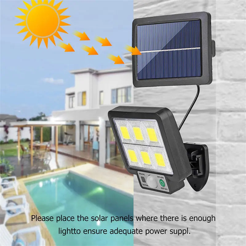 LED Solar Split Wall Lamp Motion Sensor Sunlight Light 3 Mode Outdoor Waterproof Emergency Street Garden Security Decor Lamp