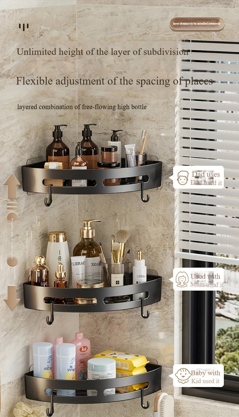 SpaceSaving Triangle Corner Shelf Durable WallMounted Bathroom Organizer For Shampoo,Shower Gel Cosmetics Easy Install Anti-Slip