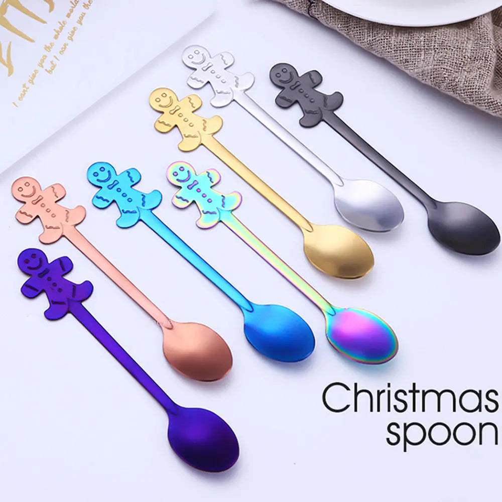 4PCS Christmas Coffee Spoons with Gift Box Teaspoons Dessert Stainless Steel Spoons Tableware Christmas Gift New Year 2021