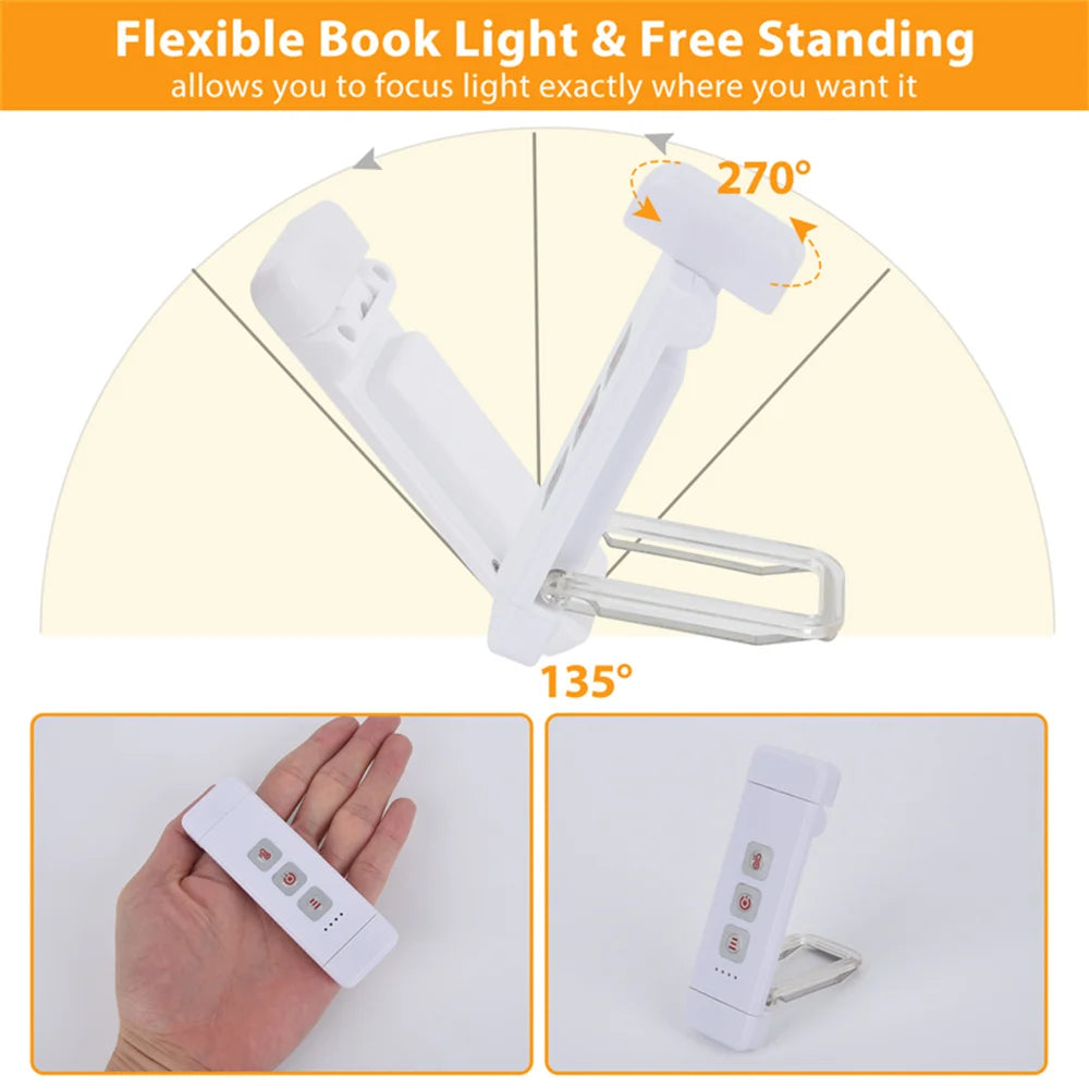 USB Rechargeable Book Reading Light Mini LED Clip on Book Light Flexible Book Lamp Bookmark Read Lamp Night Light for Bookworms