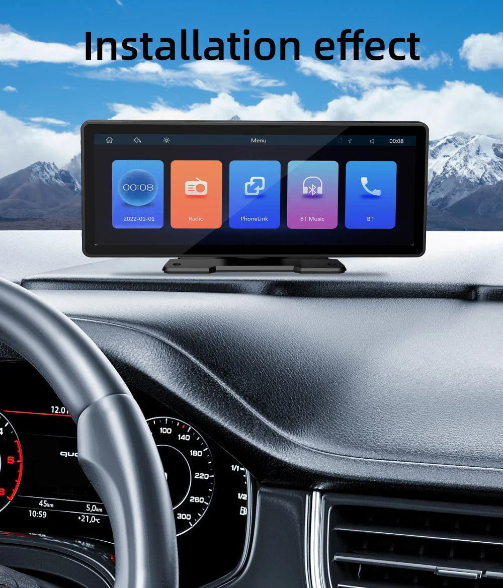 BQCC Universal 10.26” Screen Car Radio Multimedia WIFI Video Player Wireless Carplay Screen for Apple Or Android