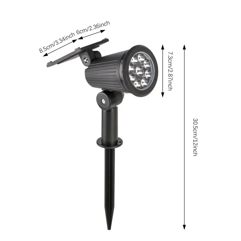 2/9 Led Solar Powered Lamp Adjustable Solar Spotlight In-Ground IP65 Waterproof Landscape Wall Light Outdoor Lighting