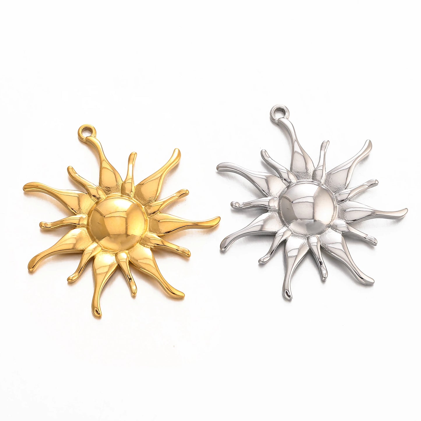 3PC Stainless Steel Sun Flower Charm Bohemian Sun pendant For Jewelry Making Cute Gold Color Diy Earrings Necklace Accessories