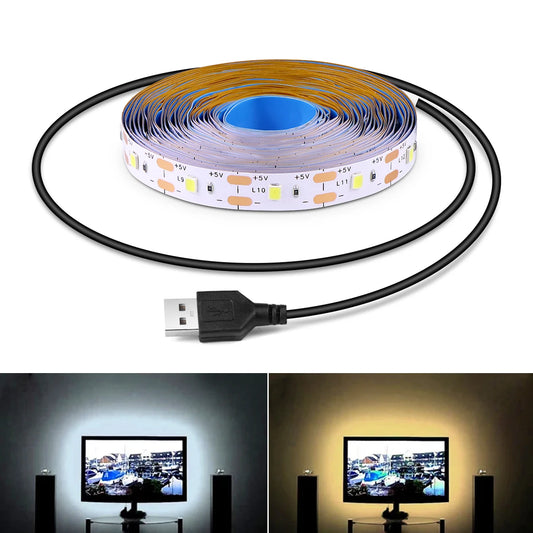 Energy-Saving DC 5V 2835 USB LED Diode Strip Light Suitable For TV Backlight Makeup Mirror Living Room Night Lighting Decoration