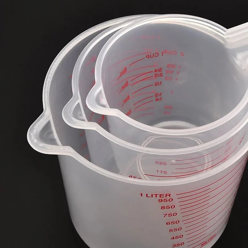 3pcs 250/500/1000ml Baking Liquid Measuring Cups PVC Scale Cup Plastic Measuring Volume Beaker Kitchen Baking Tools