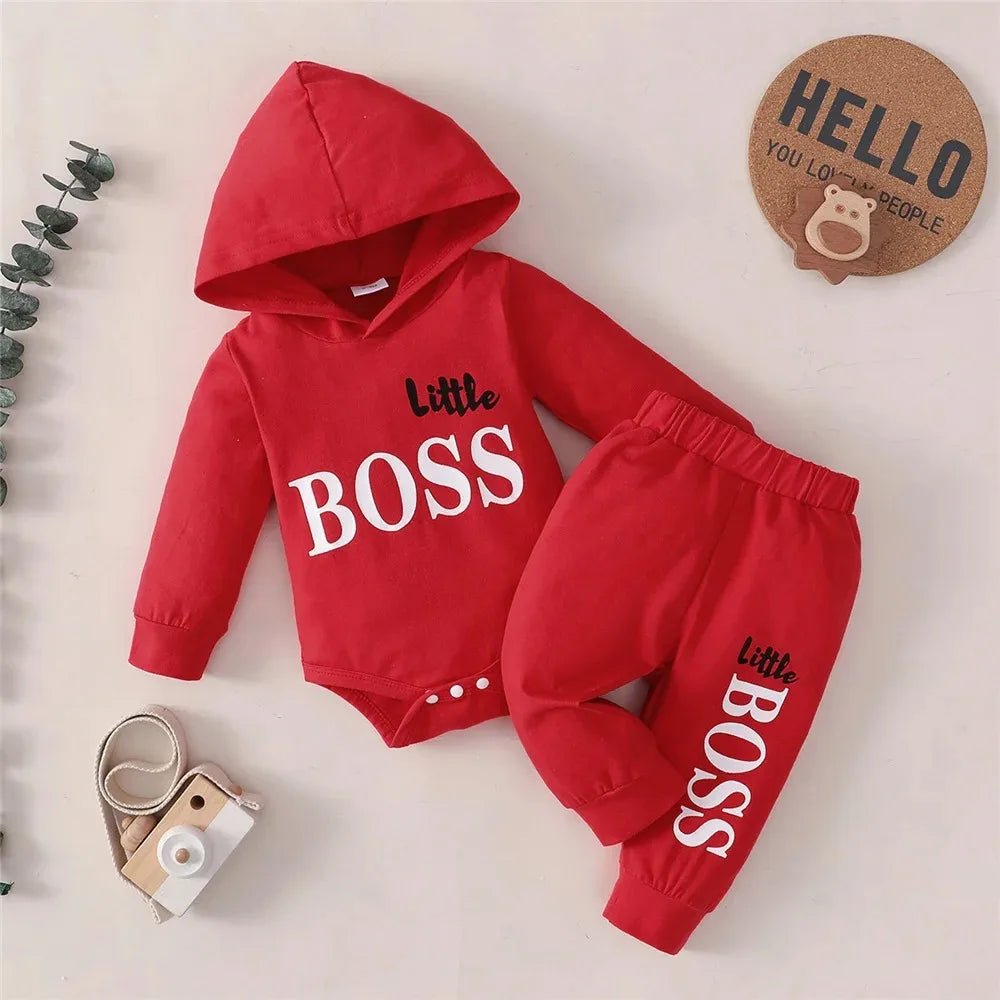 0-24 Months Newborn Baby Boy 2PCS Clothes Set Letter print Long Sleeve Hoodie Romper+Pants Toddler Boy Cute Spring&Autumn Outfit