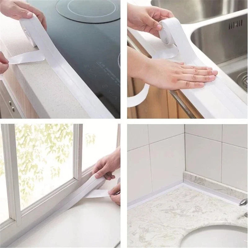 320cm Bathroom Kitchen Self Adhesive Sealing Tape Shower Sink Bath Caulk Strip Waterproof Wall Sticker Sink Edge Tapea household