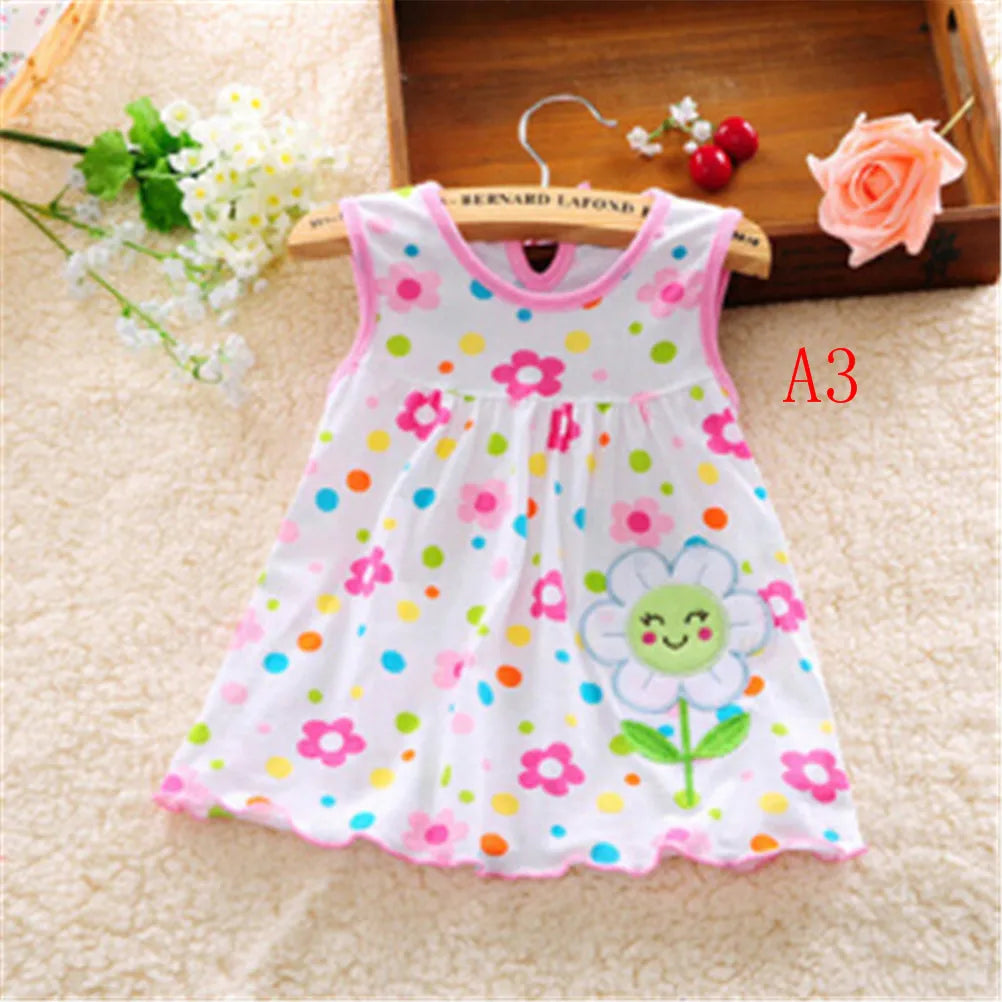 0-24M New borns Cotton Flower Sleeveless Dresses Baby Girls Summer Multi Pattern Clothes Kids Princess Dress for 0-2Y Children