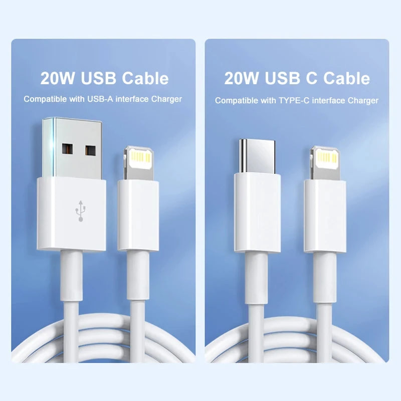 PD 20W Fast Charging Cable 1M 2M For Apple iPhone 11 13 12 14 Pro Max Plus USB C Data Line Cables Quick Charge Phone Accessories