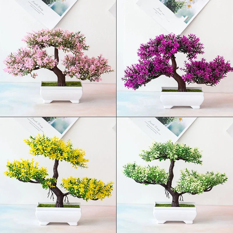 Fake Plant Flowers Potted Ornaments Artificial Plants Bonsai Small Tree Pot For Home Festival Wedding Decoration Accessories