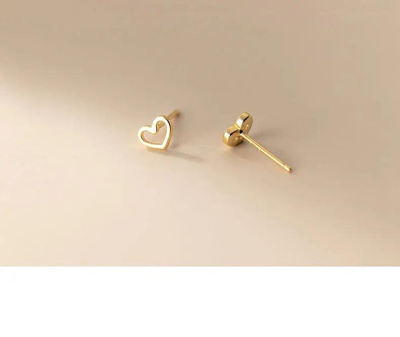 La Monada Womens Earrings Silver 925 Ear Piercing Small Hollow Heart 925 Silver Earrings For Women Silver Stud Earrings Girl