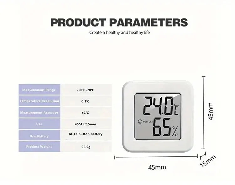 Indoor Mini Temperature and Humidity Meter, Bedroom Temperature Meter, Portable Electronic Digital Display, Humidity and Tempera