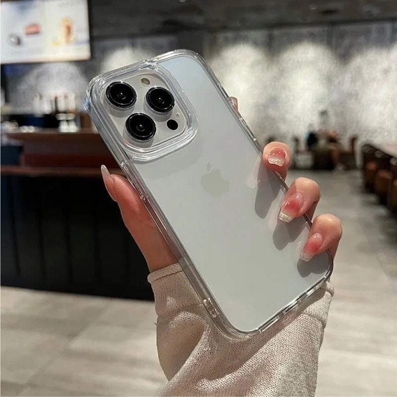 Transparent Shockproof Hard Acrylic Case For iPhone 16 15 14 13 12 Mini 11 Pro XS Max X XR 7 8Plus SE Soft Silicone Bumper Cover