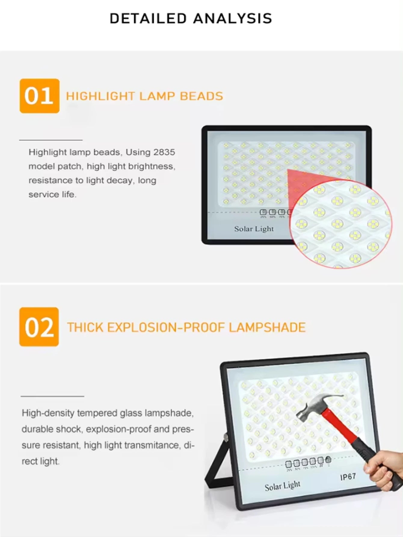 Solar Lights Outdoor Garden Solar Lamp IP67 Waterproof LED Solar Lights Sunlight Wall Lamp External Spotlight Garden Decor