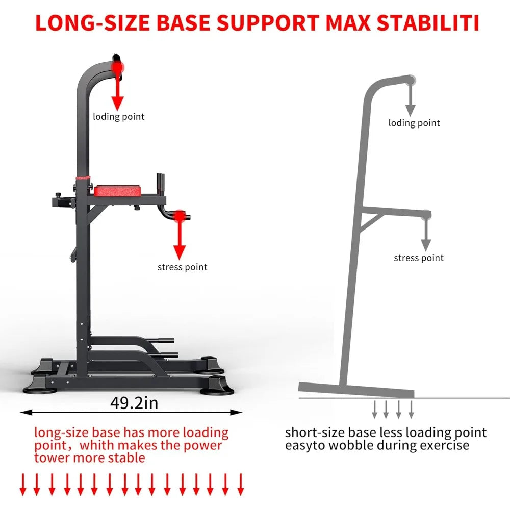 Power Tower Dip Station Workout equipment Pull up Bar for Home Gym Adjustable Height Strength Training Fitness Equipment