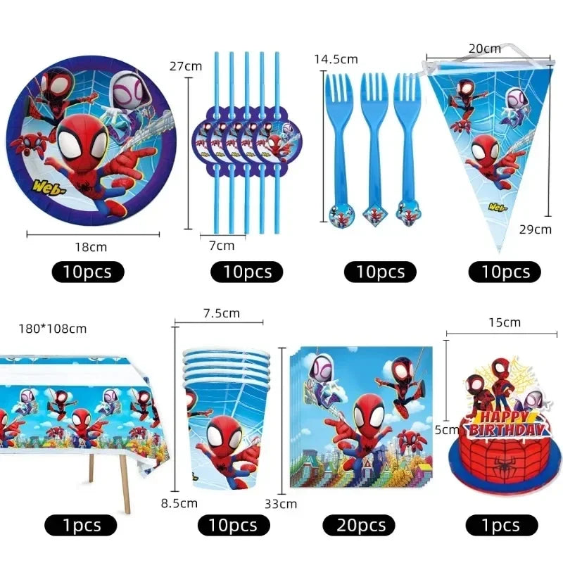 Marvel Birthday Party Tableware Paper Plate Decorations Disposable Tableware Set Supplies Spider-Man and His Best Friends