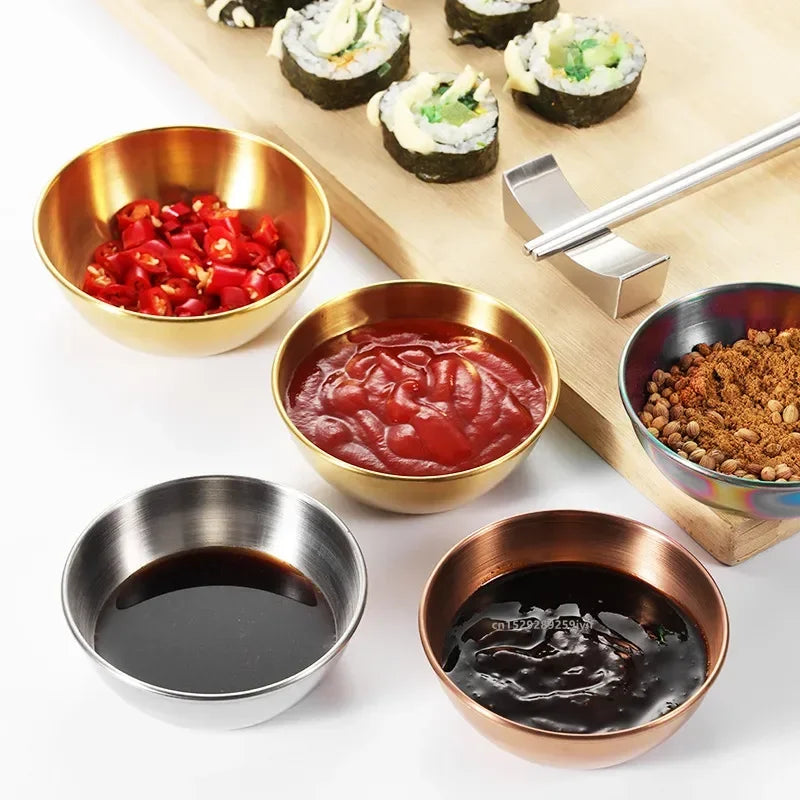 2/4/6pcs Stainless Steel Small Sauce Dishes Seasoning Serving Tray Spice Plates Set Soy Sauce Dish Specialty Tableware