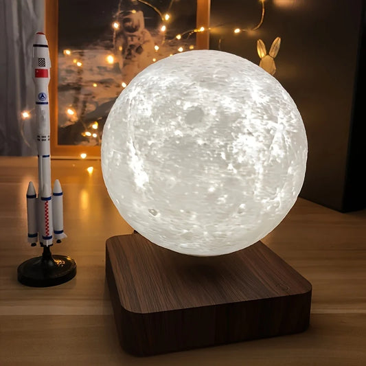 Levitating Moon Lamp, Magnetic Floating Moon Lamp Spinning Luna Night Light with 3 Color Modes, for Home Office Desk Decor,