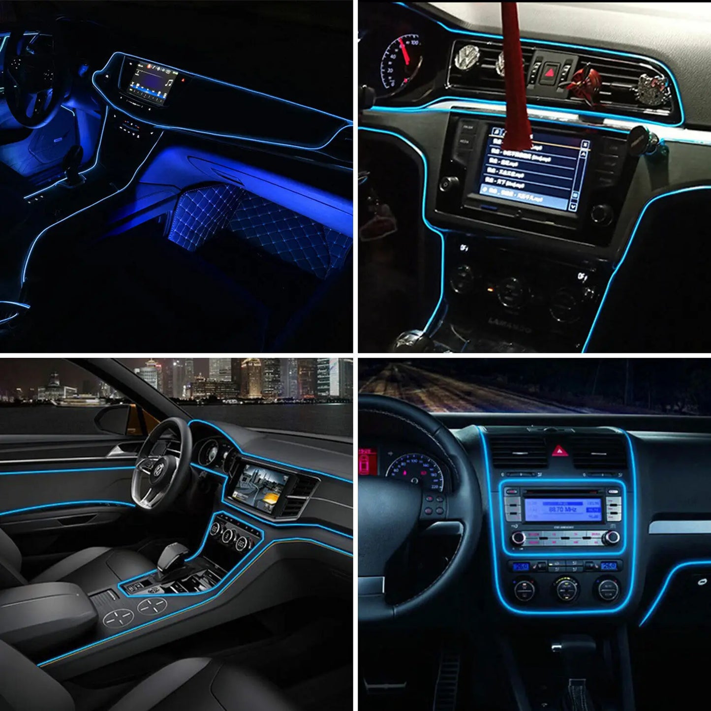 3M/5M LED Car Interior Decoration Light EL Wiring Neon Strip For Auto DIY Flexible Ambient Light with USB Drive Ambient Lamp