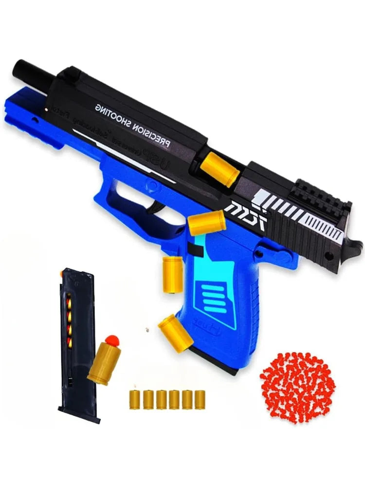 Csnoobs USP Pistol Continuous Fire With Laser Throwing Shell Empty Hanging Toy Gun Outdoor Game Launcher Christmas Gift