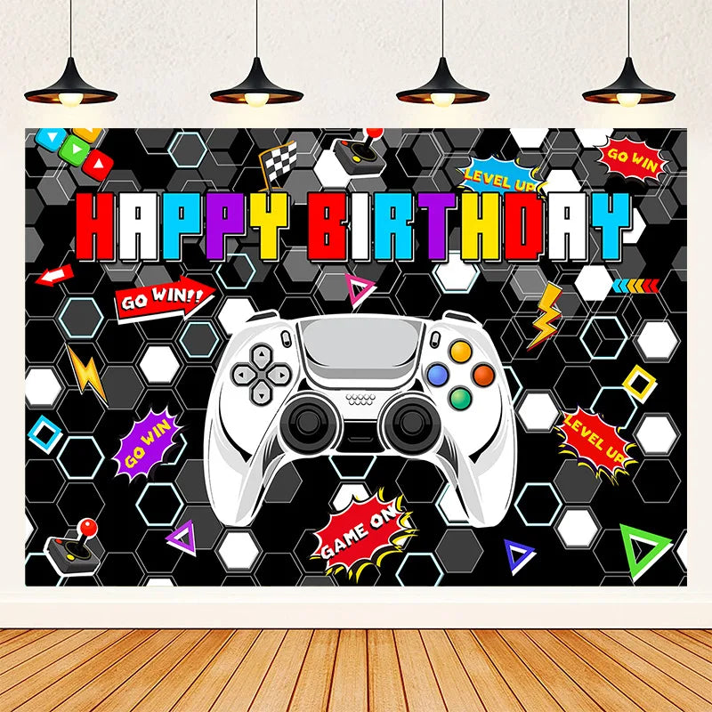 Black And White Gaming Boy BirthdayParty Decoration Disposable Tableware Plate Tablecloth Balloon For Kids Babyshower Favor Gift