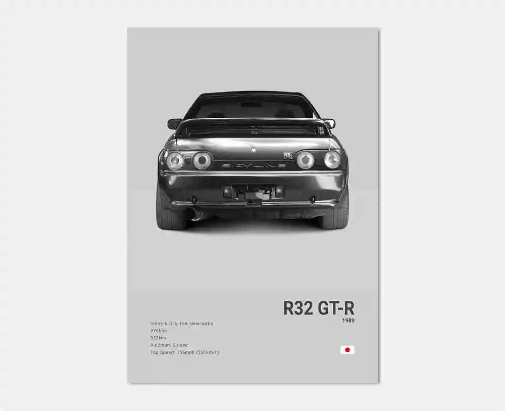 Pop Black and White Japan Cars Luxury Super Sport Car Poster Aesthetic R34 Gtr 240sx Canvas Print for Wall Art Garage Room Decor