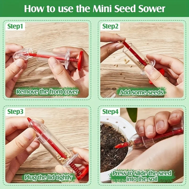 Mini Plant Seed Sower Planter Adjustable Handheld Flower Grass Syringe Seeder Dispenser Garden Seeding Tools