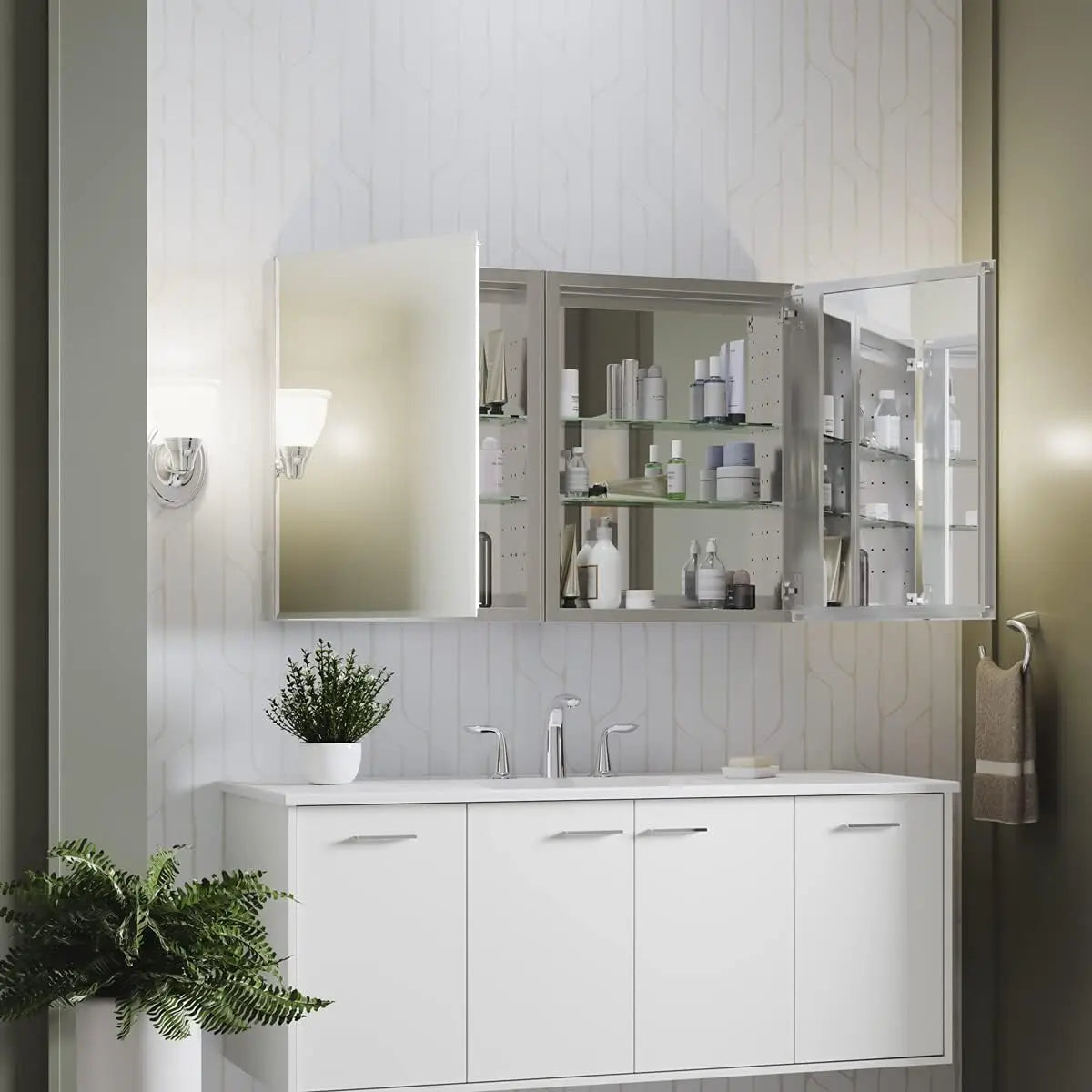 CB-CLC2026FS 20" W x 26" H Single-Door Bathroom Medicine Cabinet with Mirror, Recessed or Surface Mount Bathroom Wall Cab