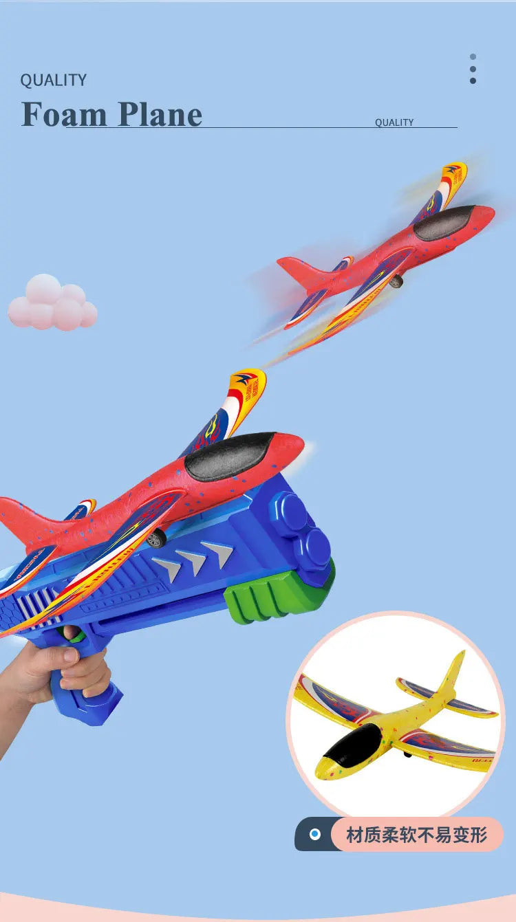 Kids 24/34cm Foam Plane Launcher Outdoor Toy for Boys Sport Catapult Game Children Girl Birthday Xmas Gifts