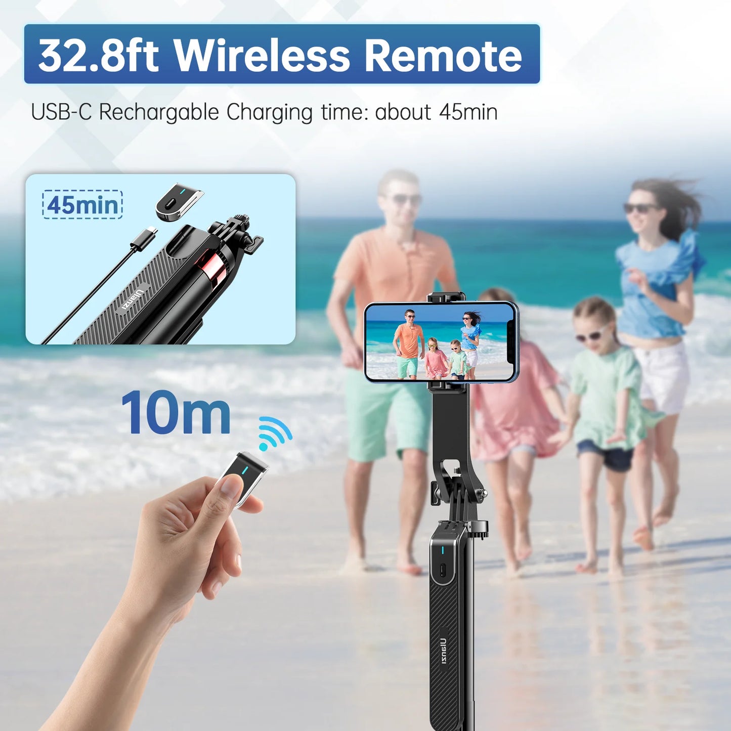 Ulanzi MA09 1.8m Selfie Stick Tripod for iPhone 16 15 14 13 12 Pro Max Phone with Remote Control with Panoramic Ball head Holder