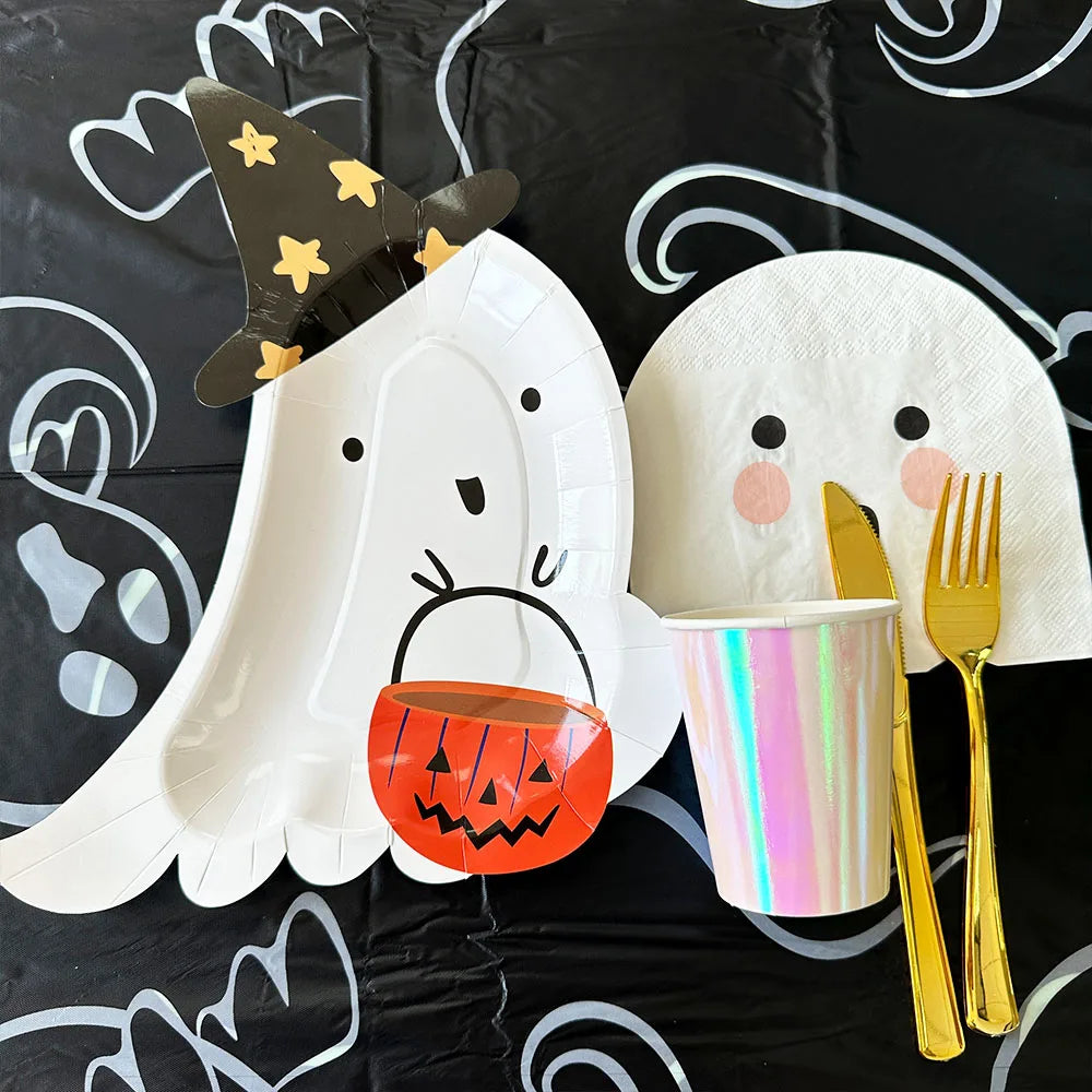 Bat Ghost Disposable Tableware Birthday Party Supplies Skeleton Plate Halloween Party Decoration Supplies